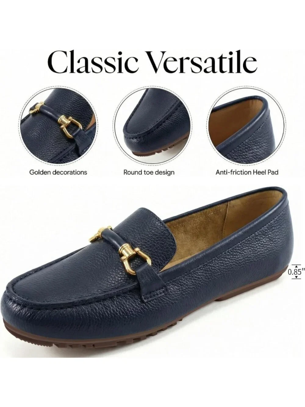 Women's Blue Faux Leather Comfortable Casual Moccasins Flexible Flats Shoes